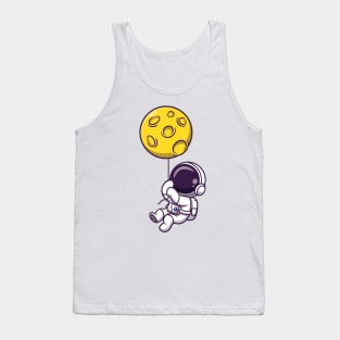 Cute Astronaut Floating With Moon Balloon Tank Top